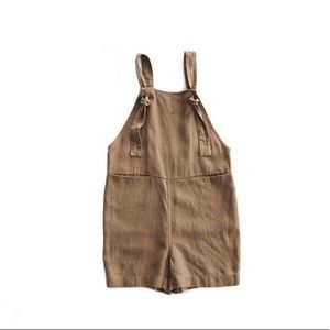 Beaton Linen Shortalls in Sage, size XS